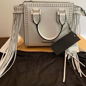 Kendall + Kylie mini fringe bag white